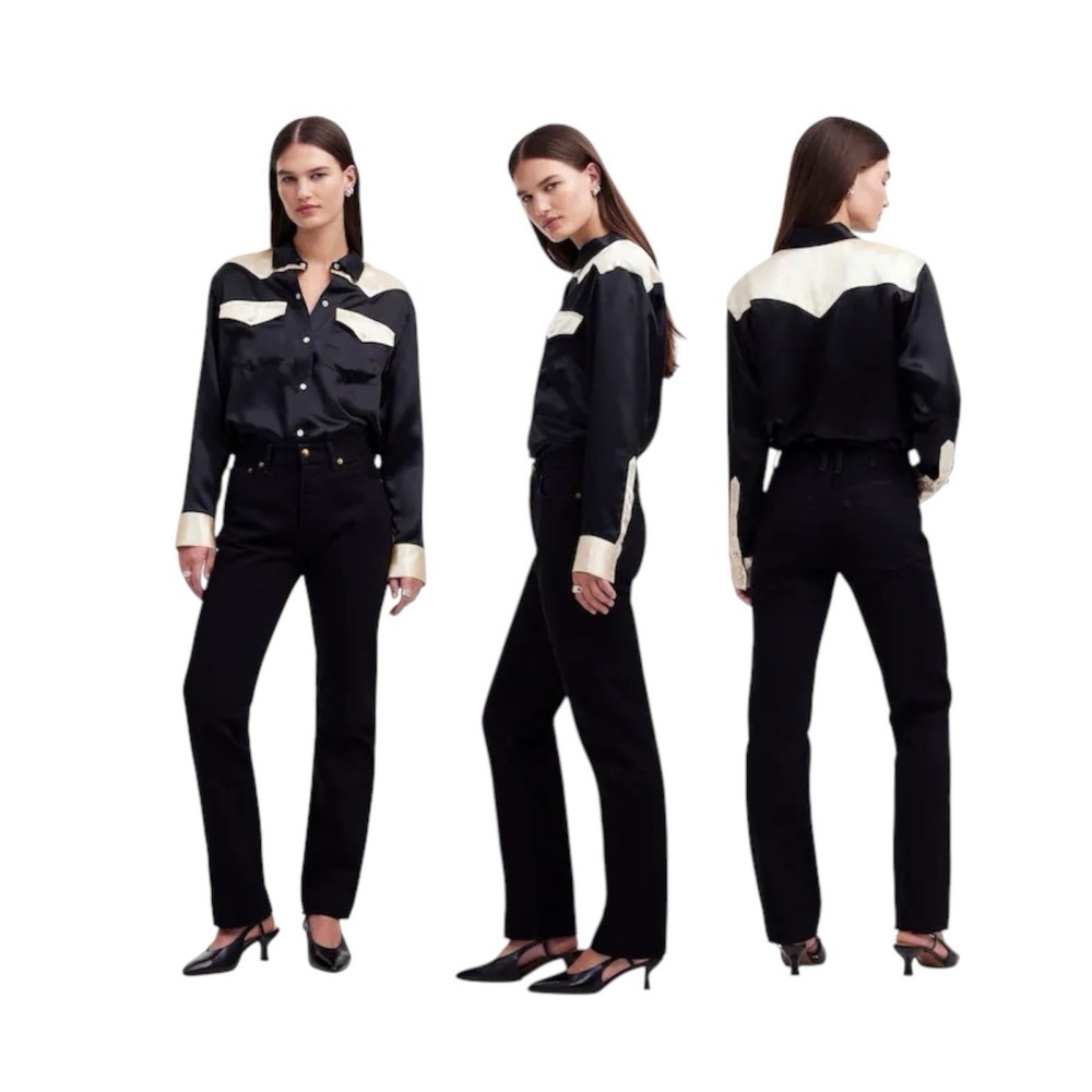 Alexa Chung x Madewell High Rise Straight Jeans Outridge Wash Black Sz 24 NWT